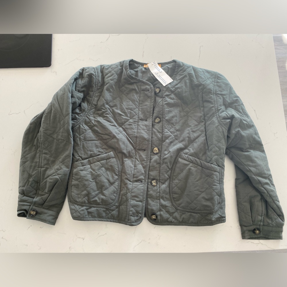 NWT quilted olive green jacket